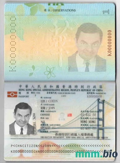 Przykład paszportu Hongkongu w formacie PSD, w pełni edytowalny